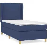 vidaXL Letto a molle con materasso blu 100x200 cm in tessuto