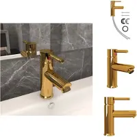 vidaXL Rubinetto per lavabo Golden 130x176 mm - Rubinetti