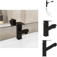vidaXL Rubinetto per lavabo con doccetta estraibile nero 157x172 mm - Rubinetti