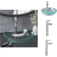 vidaXL Lavabo da bagno con rubinetto e scarico in vetro temperato smerigliato - Lavabo da bagno