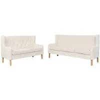vidaXL Set divano 2 pezzi in tessuto bianco crema