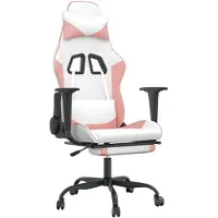 vidaXL Sedia da gioco con poggiapiedi in ecopelle bianca e rosa