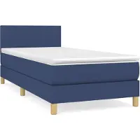 vidaXL Letto a molle con materasso blu 100x200 cm in tessuto