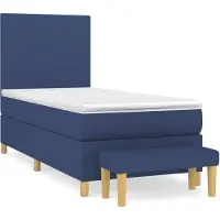 vidaXL Letto a molle con materasso blu 90x190 cm in tessuto