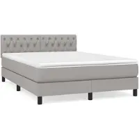 vidaXL Letto a molle con materasso grigio chiaro 140x200 cm in tessuto
