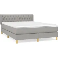vidaXL Letto a molle con materasso grigio chiaro 140x200 cm in tessuto