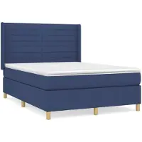 vidaXL Letto a molle con materasso blu 140x200 cm in tessuto