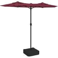vidaXL Ombrellone doppio con luci LED rosso Bordeaux 316x145 cm