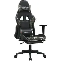 vidaXL Sedia da gioco con poggiapiedi Nero e mimetico Pelle finta