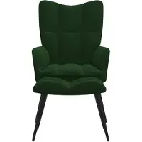 The Living Store Poltrona relax con poggiapiedi in velluto verde scuro