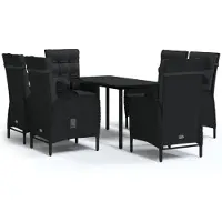vidaXL set da pranzo da giardino 7 pezzi con cuscini nero