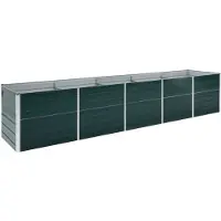 vidaXL Letto da giardino rialzato in acciaio zincato 400×80×77 cm Verde