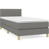 vidaXL Letto a molle con materasso grigio scuro 100x200 cm in tessuto
