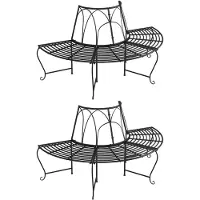 vidaXL Panche per alberi Semicircolare 2 pezzi Ø159 cm Acciaio nero