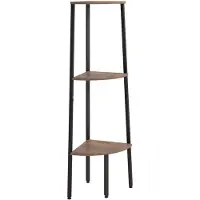 vidaXL Scaffale ad angolo con 3 ripiani Marrone scuro e nero 45,5x31,5x120 cm