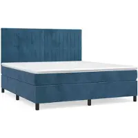 vidaXL Letto a molle con materasso blu scuro 160x200 cm in velluto