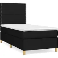 vidaXL Letto a molle con materasso nero 90x200 cm in tessuto