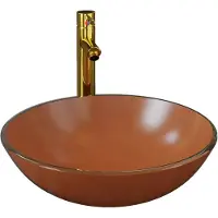 The Living Store Lavandino da bagno con rubinetto e scarico a scomparsa Vetro temperato marrone
