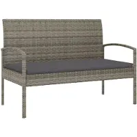 vidaXL Panca da giardino con cuscini grigio 105 cm in poly rattan