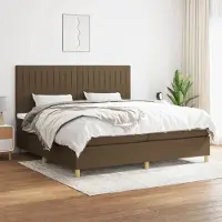 The Living Store Letto a molle con materasso marrone scuro 200x200 cm in tessuto