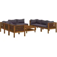 vidaXL set 9 pezzi da giardino con cuscini in legno massiccio di acacia