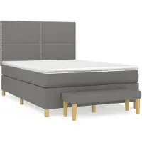 vidaXL Letto a molle con materasso grigio scuro 140x200 cm in tessuto