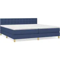 vidaXL Letto a molle con materasso blu 200x200 cm in tessuto