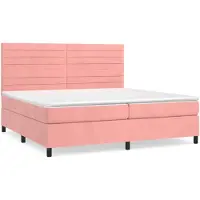 vidaXL Letto a molle con materasso rosa 200x200 cm in velluto