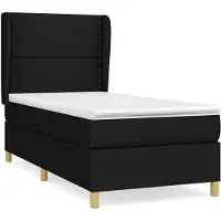 vidaXL Letto a molle con materasso nero 90x200 cm in tessuto