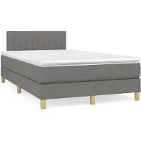 vidaXL Letto a molle con materasso grigio scuro 120x200 cm in tessuto