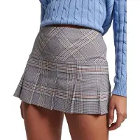 Superdry per donna. W7210267A Gonna mezza plissettata a quadri grigia (L), Casual, Grigio, Poliestere