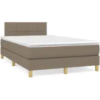The Living Store Letto a molle con materasso Taupe 120x200 cm in tessuto