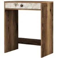 Skye Decor , Lisbona - Noce, Bianco, Marmo, Toeletta, Noce, 100% PANNELLI DI PARTICELLE RIVESTITI IN MELAMMINA, 70 x 84,7 x 40 cm