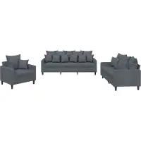 vidaXL Set divano 3 pezzi con cuscini in velluto grigio scuro