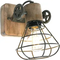 Steinhauer Faretto - verde - Guersey - legno metallo - faretto a superficie - E27 - 1578G - Anne Lighting