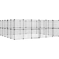 vidaXL 44 pezzi gabbia per animali domestici con porta nera 35x35 cm in acciaio