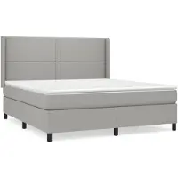 vidaXL Letto a molle con materasso grigio chiaro 180x200 cm in tessuto