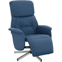 vidaXL Poltrona relax con poggiapiedi in tessuto blu