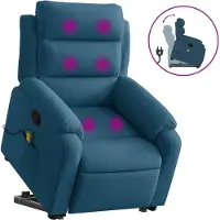 vidaXL Poltrona per massaggi con ausilio per l'assistenza in piedi in velluto blu