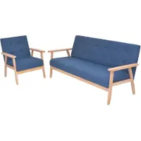 vidaXL Set divano 2 pezzi in tessuto blu