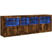 vidaXL Credenza con luci LED rovere fumé 202x37x67 cm