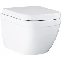 GROHE Euro Céramique Ensemble de WC suspendu sans rebord, sortie horizontale, siège de WC Slim, blanc alpin, 39693000, 39693000