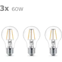 Philips LED Classic E27 A60 7W 827 trasparente 3x