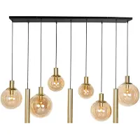 Steinhauer Lampada a sospensione Bollique, ottone, a 9 luci lunga, vetro, metallo