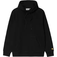 Carhartt WIP - Felpa con cappuccio confortevole - Hooded Chase Sweat Black Gold per Uomo in Cotone - Taglia M - Nero