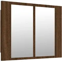 vidaXL Armadio a specchio LED effetto rovere marrone 60x12x45 cm materiale a base di legno