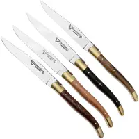 Laguiole En Aubrac 42C99BDLBHK, Brass, set di coltelli da bistecca da 4-pz, mix di legni