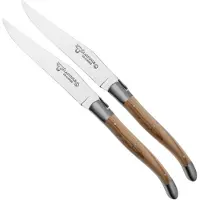Laguiole En Aubrac 22C99OLIH, set di coltelli da bistecca da 2-pz, legno d'ulivo