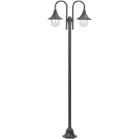 vidaXL Dissuasore luminoso da giardino E27 220 cm in alluminio a 2 lanterne bronzo