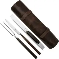 Laguiole En Aubrac Barbecue Set, SMB99WEI, Wenge, set da 3-pz con borsa in pelle